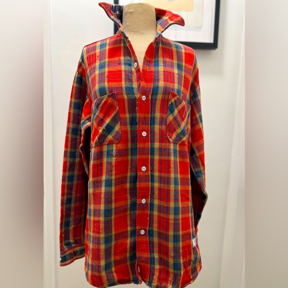 U.S. ALTERATION vintage red plaid button up size large